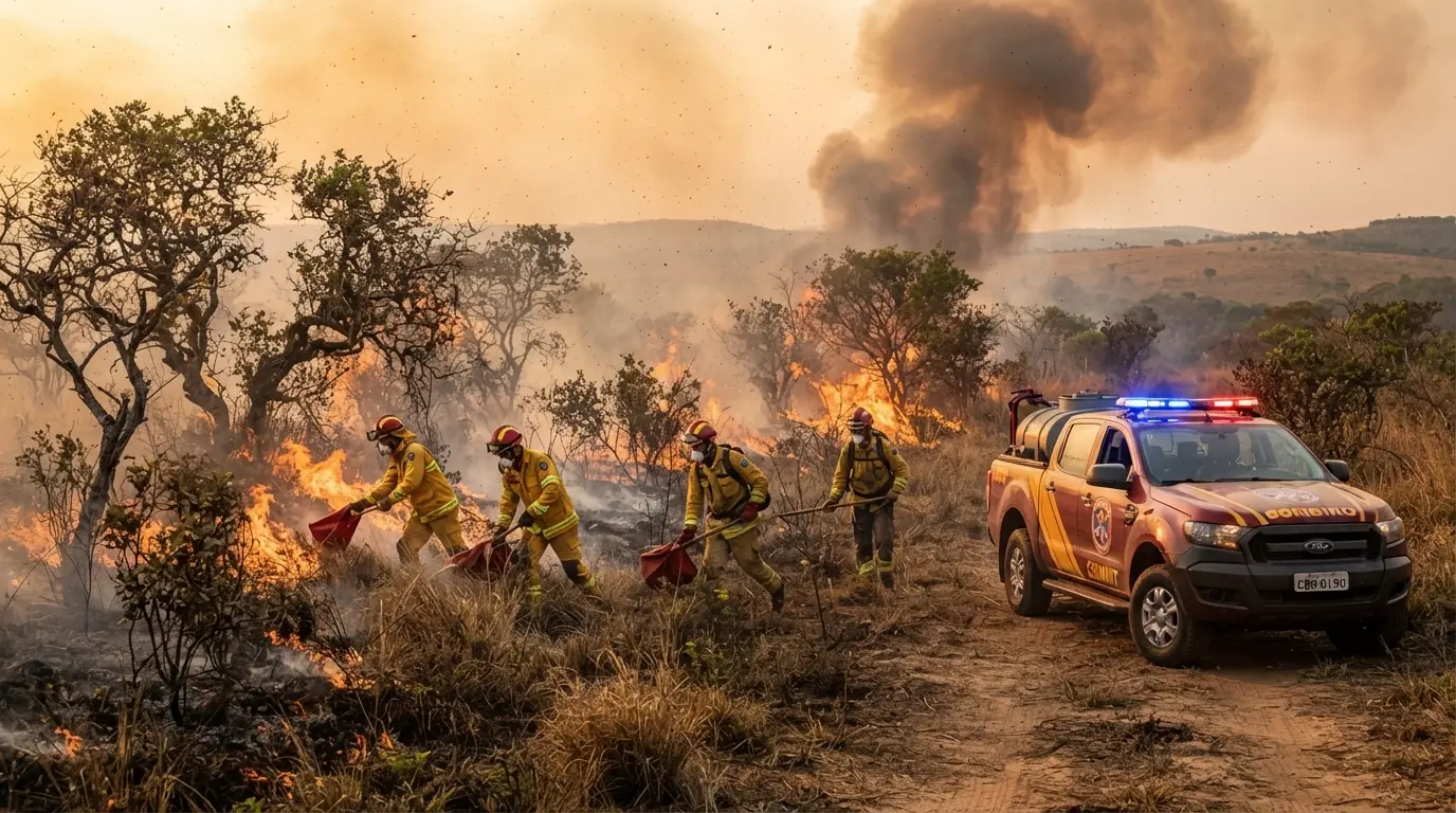 Bombeiros combatem 15 incêndios florestais em dez cidades de MT